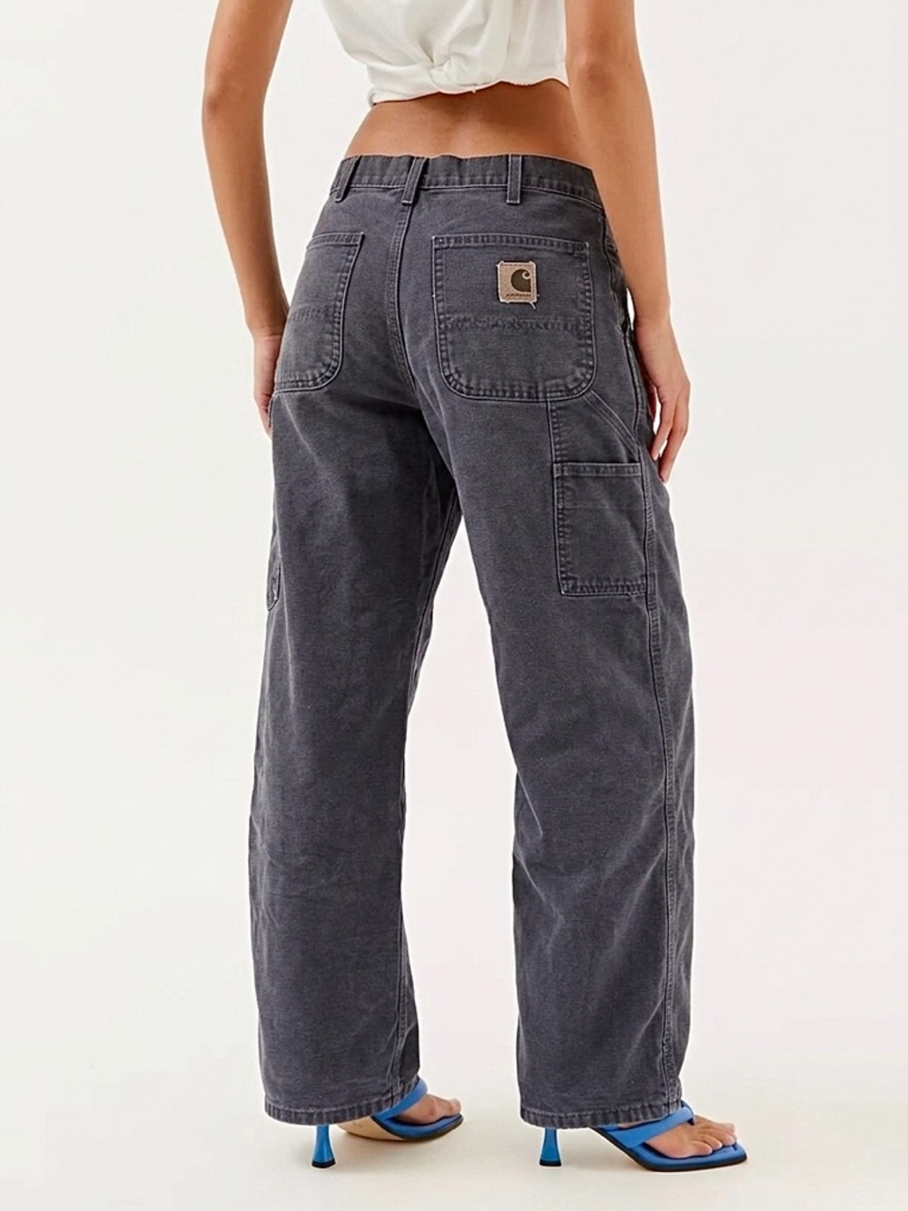 Vtg Carhartt B11 PTB Washed Duck Carpenter Pants Faded Petrol Blue Size30